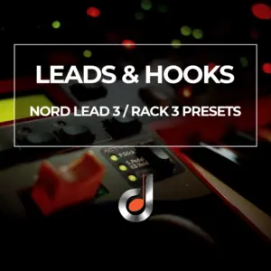 Nord Lead 3 and Rack 3 synthesizer presets pack cover featuring 'Leads & Hooks' electronic music sounds