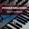 Virus TI and TI2 synthesizer keyboard with Power Melodies preset pack cover, music production sound design