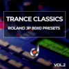 Trance Classics Roland JP-8000, Roland JP-8080 and The Usual Suspects JE-8086 Presets cover art, electronic music soundbank, blue synthesizer background