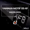 Yamaha Motif XS-XF Drums Pack Vol.2 cover featuring close-up of XF8 synthesizer keyboard, perfect for music producers seeking drum samples