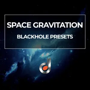 Space Gravitation Blackhole Presets cover art – cosmic background with Eventide plugin logo