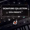 Signature Collection Diva Presets synthesizer interface with oscillators, knobs, and MIDI keyboard for music production